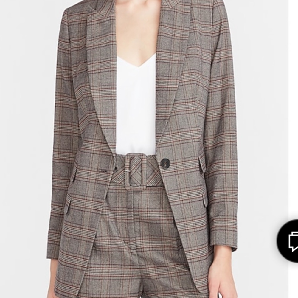 Express Plaid Blazer in Brown and Red